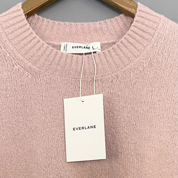 Everlane The Coccoon Crew Sweater In Plush Cotton Wool Alpaca Pink NWT - Picture 5 of 14